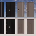 Modern Front Doors In Black And Gray With Various Panel Designs 3d model