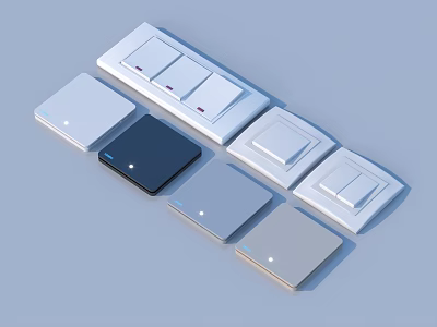 Modern Electrical Switch Panels In White Black Gray Colors For Home Use 3d model