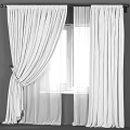 White Curtains with Elegant Pleats Double Layer Sheer and Thick Fabric for Window Decoration