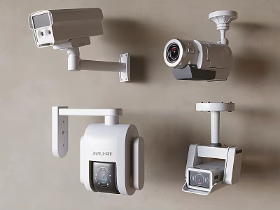 Projection Monitoring Security Cameras Wall Mounted Different Types Indoor Outdoor Systems 3d model