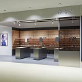Modern Eyewear Store Interior With Display Counters And Eyeglass Frames On Shelves 3d model