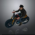 Man In Black Cap Sitting On Custom Motorcycle With Big Tires And Vintage Design