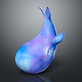 Colorful Whale Sculpture with Starry Blue and Purple Gradient Curved Shape on Dark Background