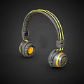 Over Ear Headphone Speaker in Gray and Yellow with Padded Earpads and Stylish Headband