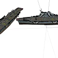 Old Aircraft Carrier Deck With Parked Aircraft And Rusted Hull Against White Background