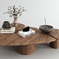 Solid wood coffee table combination 3d model