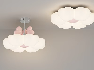 Adorable Cloud Shaped Ceiling Lights With Pink Accents And Butterfly Decor For Kids Room 3d model