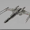 Detailed X Wing Fighter Model With Silver Finish And Multiple Engines 3d model