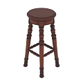 Traditional Solid Wood Bar Stool With Carved Legs And Classic Design