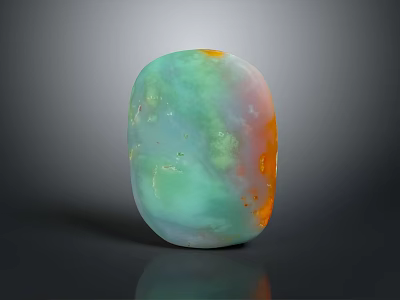 Natural Polished Stone With Green Orange And White Smooth Color Patterns 3d model