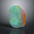 Natural Polished Stone With Green Orange And White Smooth Color Patterns