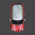 Modern Red Mini Two Door Compact Car With White Roof And Round Headlights Design