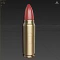 Detailed Golden Bullet With Red Tip Isolated On Light Background