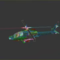 Green Military Helicopter Model With Detailed Rotors And Crafted Design