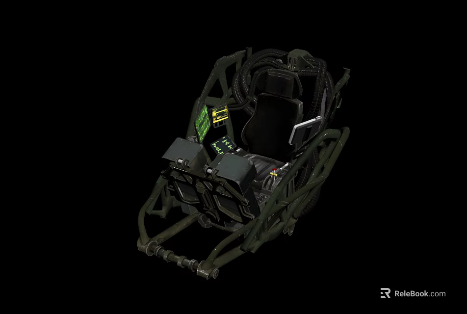 Futuristic Pilot Mechanical Vehicle With Biomechanical Control Panel And Seat Design 3d model 