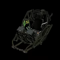 Futuristic Pilot Mechanical Vehicle With Biomechanical Control Panel And Seat Design