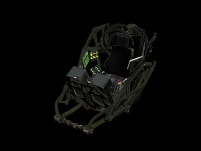 Futuristic Pilot Mechanical Vehicle With Biomechanical Control Panel And Seat Design 3d model
