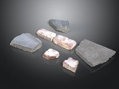 Building Construction Stones With Natural Textures And Various Shapes Sizes 3d model
