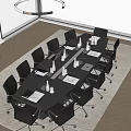 Modern conference table and chair combination 3d model
