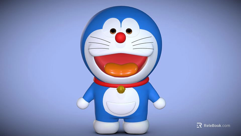 Popular Game Movie Character Doraemon With Blue Body White Belly Red Nose Bell Collar 3d model 