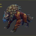 Mythical Game Movie Creature Character With Red Brown Spiral Patterns Green Eyes And Sharp Claws