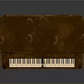 Vintage Brown Wooden Piano With Classic Grille Design And Black White Keys