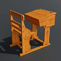Traditional Solid Wooden Desk And Chair Set Featuring Carved Details And Sturdy Design