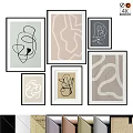 Modern Picture Frames With Abstract Line Patterns In Neutral Tones And Minimalist Design 3d model