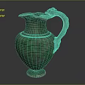 Green Bronze Household Vessel With Dragon Shaped Handle And Silver Base