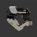 Sci Fi Futuristic Weapon Featuring White Black Body Yellow Warning Labels And Ring Grip Structure 3d model