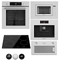 Modern Black Kitchen Appliances Including Oven Microwave Stove Top Coffee Maker And Hood