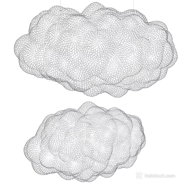 Two Detailed Wireframe Cloud Mesh Structures In 3D Digital Rendering Design 3d model 