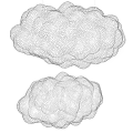 Two Detailed Wireframe Cloud Mesh Structures In 3D Digital Rendering Design