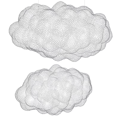 Two Detailed Wireframe Cloud Mesh Structures In 3D Digital Rendering Design 3d model