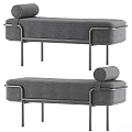 Gray Upholstered Sofa Bench With Metal Frame And Modern Minimalist Design For Living Room