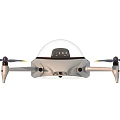 Tactical Weapon Drone With Four Propellers Transparent Dome And Gray Orange Body