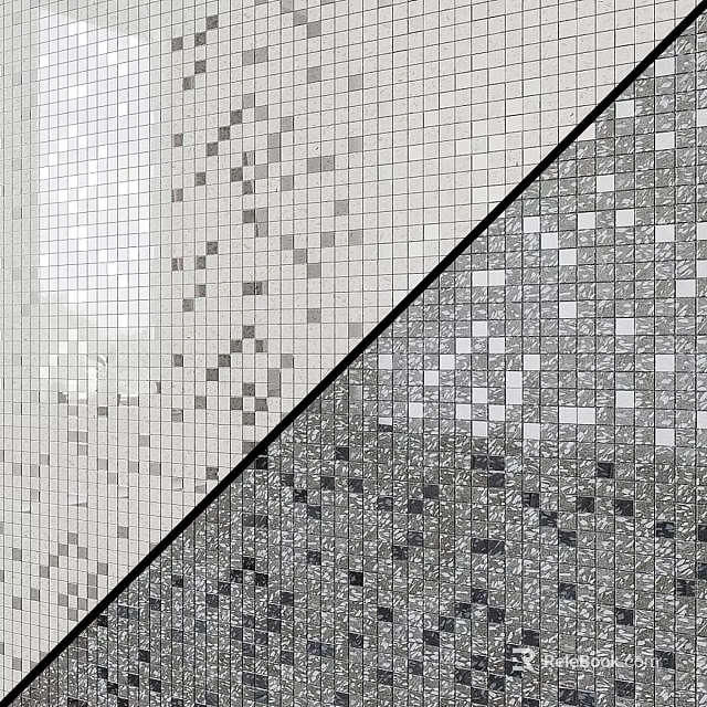 Mosaic Tile Wall Construction With Grid Pattern And Modern Decorative Design 3d model