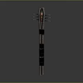 Traditional Long Handle Weapon with Multiple Spikes and Decorative Red Black Stripes