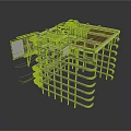 Industrial Metal Framework Structure With Platform And Mechanical Support Beams Design
