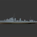 Large Military Warship With Detailed Deck Equipment Gray Hull And Brown Bottom On Dark Background