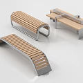 Modern Landscape Seats With Wooden Slats And Metal Frames In Various Styles