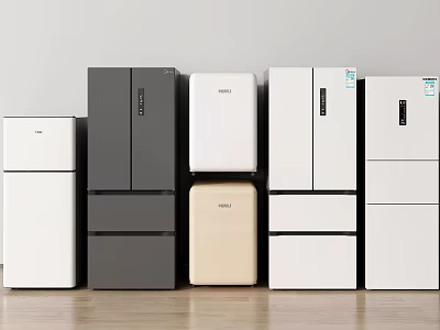 Various Modern Refrigerators In White Gray And Beige Colors With Different Designs 3d model