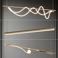 Modern Curved Linear Chandeliers With Sleek Gold Finish And LED Lighting
