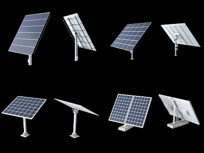Various Solar Panels For Daily Electrical Use Featuring Different Mounting Designs And Brackets 3d model