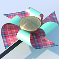 Decorative Household Pinwheels With Large And Small Plaid Patterns On Black Base 3d model