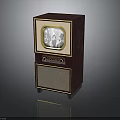 Vintage Television Set With Wooden Cabinet Gold Trim And Speaker Grille