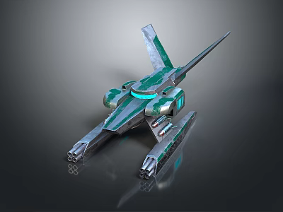 Futuristic Spacecraft With Sleek Green And Silver Design And Glowing Blue Lights 3d model