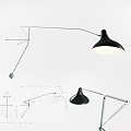 Modern Wall Lamp With Adjustable Metal Arm And Black Shade Design 3d model
