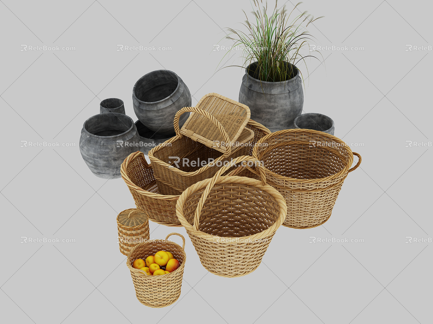 Chinese storage basket 3d model