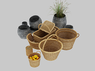 Chinese storage basket 3d model